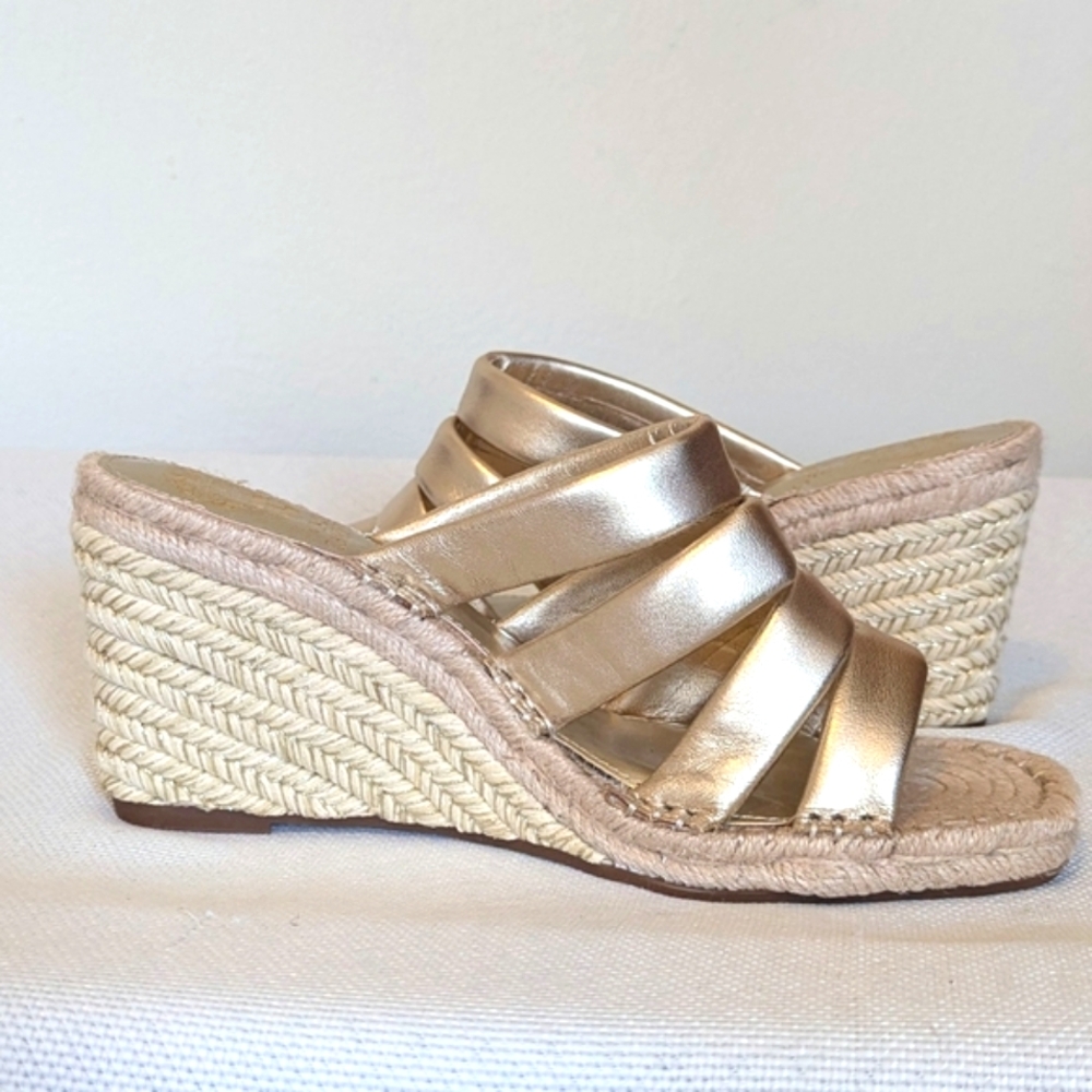 Vince Camuto Metallic Gold Espadrille Slide Sandals - Picture 3 of 9